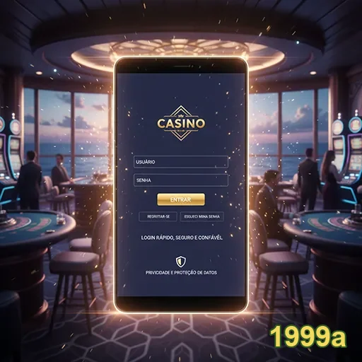 Tela de login para dispositivos móveis do cassino 1999a, com design moderno e acessível.